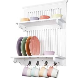 Aston Wooden Kitchen Plate Rack Wall-mounted Hook & Hanger