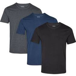 Hugo Boss Logo-Embroidered T-shirts 3-pack - Black/Grey/Blue