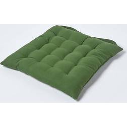 Homescapes Dark Olive Plain Seat Pad Chair Cushions Green