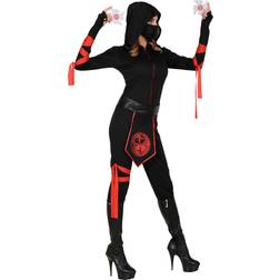 Widmann Kostüm Ninja, Overall mit Kapuze, Gesichtsmaske, Gürtel, Armschnüre, Beinschnur, japanische Kämpferin, Mottoparty, Karneval