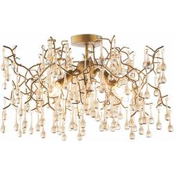 Loops Aged Gold Ceiling Flush Light