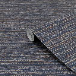 Boutique Chunky Weave Textured Plain Blue Wallpaper