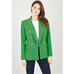 Yumi Green Blazer With Contrast Stripe Lining