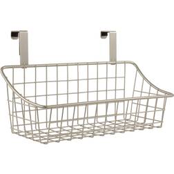 Grid storage basket over cabinet steel wire organization