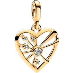 Pandora Me Heart & Rays Medallion Charm - Gold/Transparent