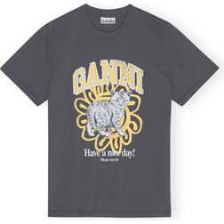 Ganni Relaxed Cat T-shirt - Volcanic Ash