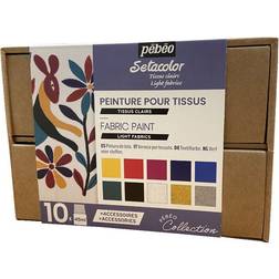 Pebeo setacolor collection set 10 x45ml paints for light fabric textiles 758483