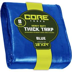 Core Tarps Polyethylene Heavy Duty Blue 8 Mil WaterProof UV Resistant Rip and Tear Proof 18 ft. x 24 ft