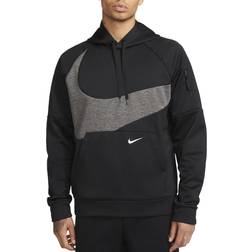 Nike Men's Therma-FIT Pullover Fitness Hoodie - Black/Charcoal Heather/White