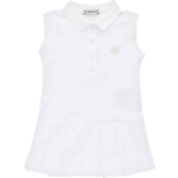 Moncler Brand Patch Stretch Cotton Pique Dress - White