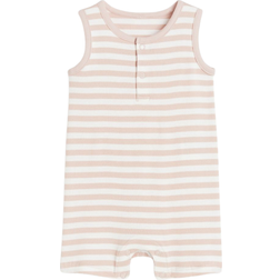 H&M Baby Ribbed Romper Suit - Dusty Pink/Striped
