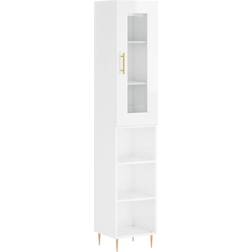 vidaXL Engineered Wood White High Gloss Storage Cabinet 34.5x180cm