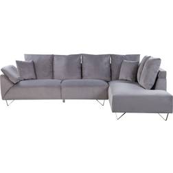 Beliani Corduroy Corner Lunner Grey Sofa 266cm 4 Seater