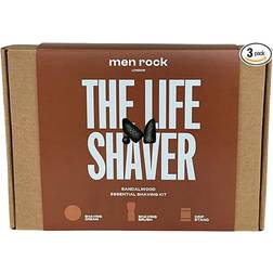 Men Rock The Life Shaver Shaving Gift Set Includes Shave Cream 100ml Synthetic Shaving Brush and Drip Stand Sandalwood and Spicy Black Pepper Fragrance