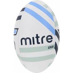 Mitre Grid Rugby Ball white/black/blue