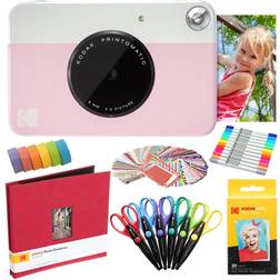 Kodak Printomatic Instant Camera Pink Art Bundle Zink Paper Scissors Scrapbook Album & More