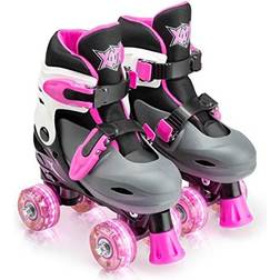 Xootz Roller Skates, Kids Adjustable Quad Skates for Beginners, with Light Up LED Wheels, Multiple Colours and Sizes, Ages