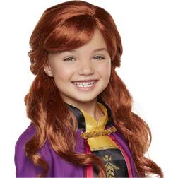 Disney Frozen Anna Wig, 18" Long Flowing Red Hair with Braid Detail for Girls Costume, Dress Up or Halloween for Ages