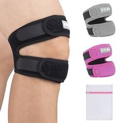 2x patella tendon knee strap, adjustable knee support brace pads laundry bag