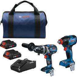Bosch Bosch 2-Tool Brushless Power Tool Combo Kit with Soft Case Li-ion Batteries Included and Charger Included GXL18V-227B25