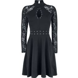 Gothicana by EMP Turn Up Lace Dress Medium-length dress black