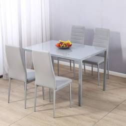 Westwood Glass Top With 4 Grey Dining Set 80x120cm 5pcs