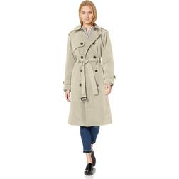 London Fog Women's Double-Breasted 3/4 Length Belted Trench Coat, Stone