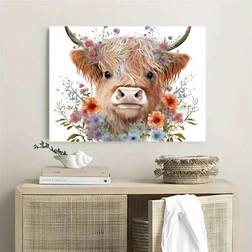 Shein Highland Long Haired Cow Multicolor Wall Decor 30x10cm