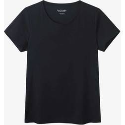 The White Company Womens Black Everyday Regular-fit Stretch Organic-cotton T-shirt