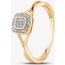 9ct Yellow Gold 0.05ct Diamond Pave Square Cluster Promise Ring THR19766-05 9KY