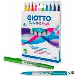 Giotto Set of Felt Tip Pens Turbo Soft Brush Multicolour 10 Units