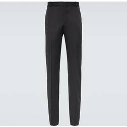 Alexander McQueen Satin Trim Wool-grain De Poudre Trousers Mens Black