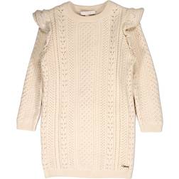 Chloé Kid's Pointelle Knit Midi Dress- Ivory White
