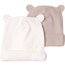 Lindex Ribbed Beanies with Ears - Light Dusty White