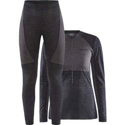 Craft Sportswear Women's Core Wool Mix Base Layer Sets - Black/Granite