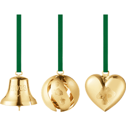 Georg Jensen Bell, Ball & Heart Gift Set Gold Christmas Tree Ornament 5.4cm 3pcs