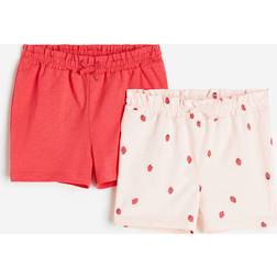 H&M Jersey Shorts 2-pack - Light Pink/Strawberries (1145948001)
