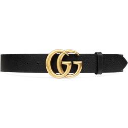 Gucci Leather Belt with Double G Buckle - Black Leather