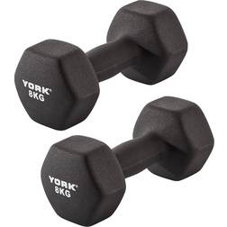 York Fitness Neoprene Hex Dumbbells 2 x 8kg