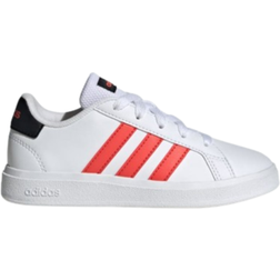 adidas Kid's Grand Court Lifestyle Tennis Lace-Up - Cloud White/Bright Red/Core Black