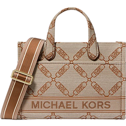 Michael Kors Gigi Small Empire Logo Jacquard Messenger Bag - Natural/Luggage