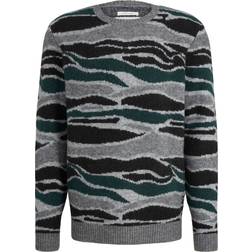 Tom Tailor Denim Patterned Knitted Sweater - Green Black/Marble Jacquard
