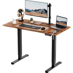 VonHaus Height Adjustable Standing Walnut/Black Writing Desk 60x120cm