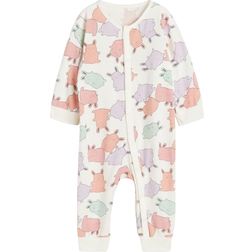 H&M Baby Patterned Sleepsuit - White/Bunnies