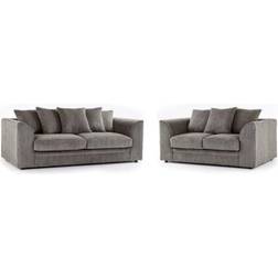 Furniture 786 Premium Porto Jumbo Grey Sofa 185cm 2pcs 3 Seater