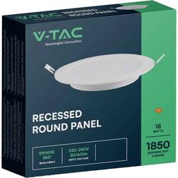 V-TAC Recessed Round Panel White Ceiling Flush Light 22.1cm