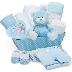 Baby Box Shop Baby Gift Baskets Newborn Essentials in Blue Tray