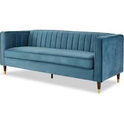 GRS Thom Velvet Blue Sofa 75cm 3 Seater