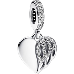 Pandora Heart & Angel Dangle Charm - Silver/Transparent