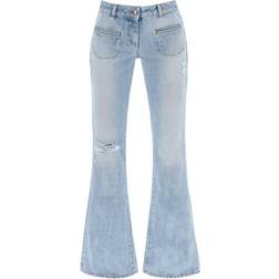 Palm Angels Low Rise Bootcut Jeans - Light Blue/Brown